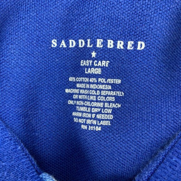 Saddlebred Large Blue Striped Polo Shirt Short Sleeve Easy Care - Picture 4 of 4